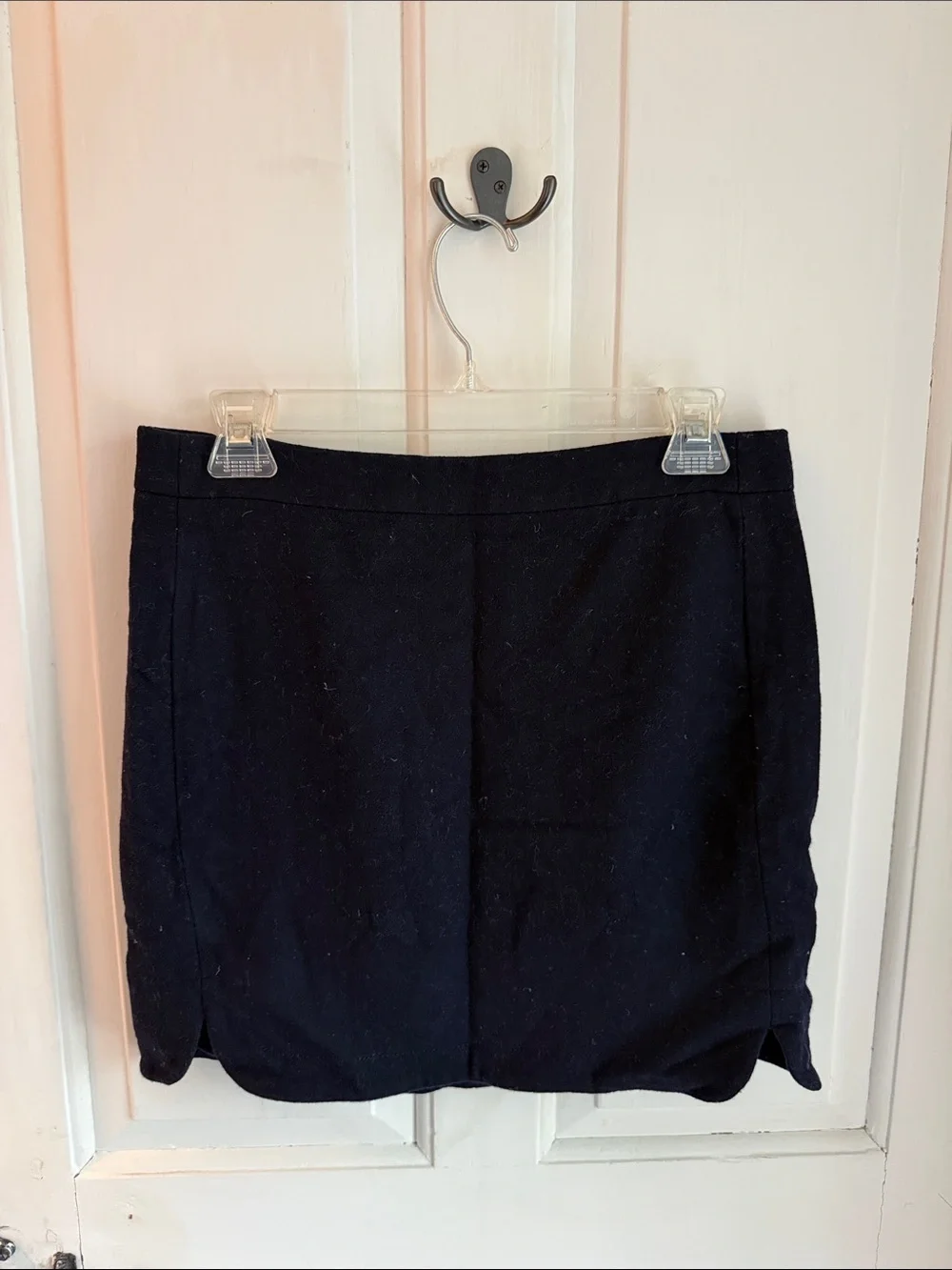 J. Crew Navy Wool Mini Skirt with Side Details